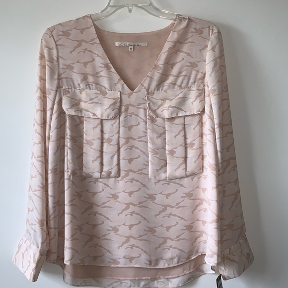 Cream camouflage blouse. Size L (brand:Rachel Roy) - Picture 2 of 11
